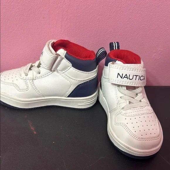Nautica White and Red Low-Top Sneakers with Velcro - Picture 3 of 5